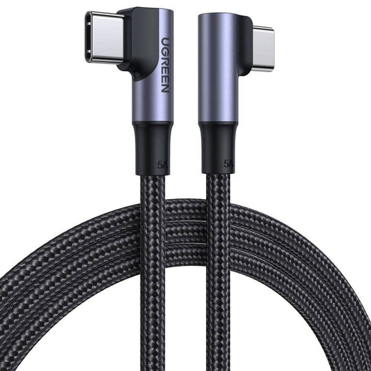 USB-C - USB-C UGREEN US335 Angled adat- és töltőkábel, 100W, 2m, Fekete