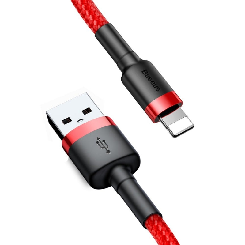 USB-A - Lightning Baseus Cafule adat- és töltőkábel, 18W, 2m, Piros CALKLF-C09