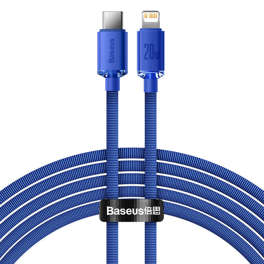 USB-C - Lightning Baseus Crystal Shine sorozatú adat- és töltőkábel, 20W, 1.2m, Kék CAJY000203