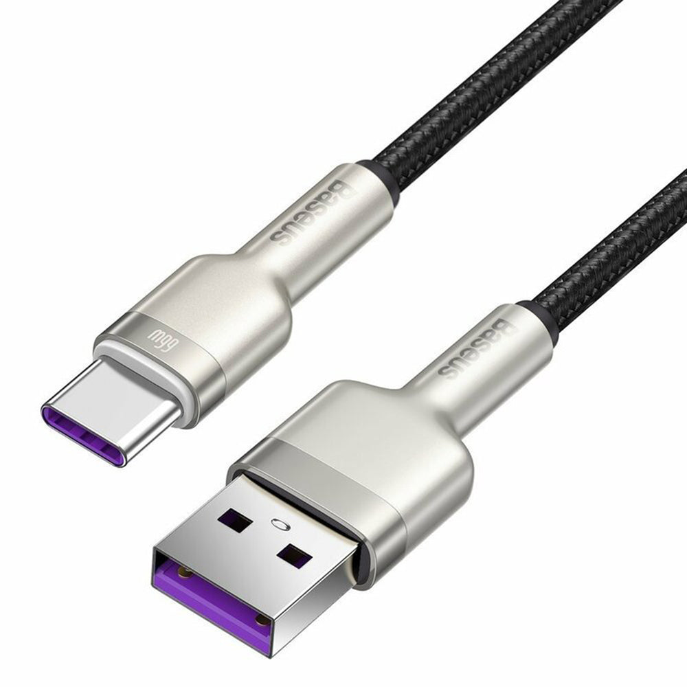 USB-A - USB-C Baseus Cafule Metal Series adat- és töltőkábel, 66W, 0,25m, Fekete CAKF000001