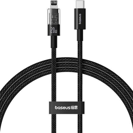 USB-C - Lightning Baseus Gem adat- és töltőkábel, 20W, 1m, Fekete P10373001111-00