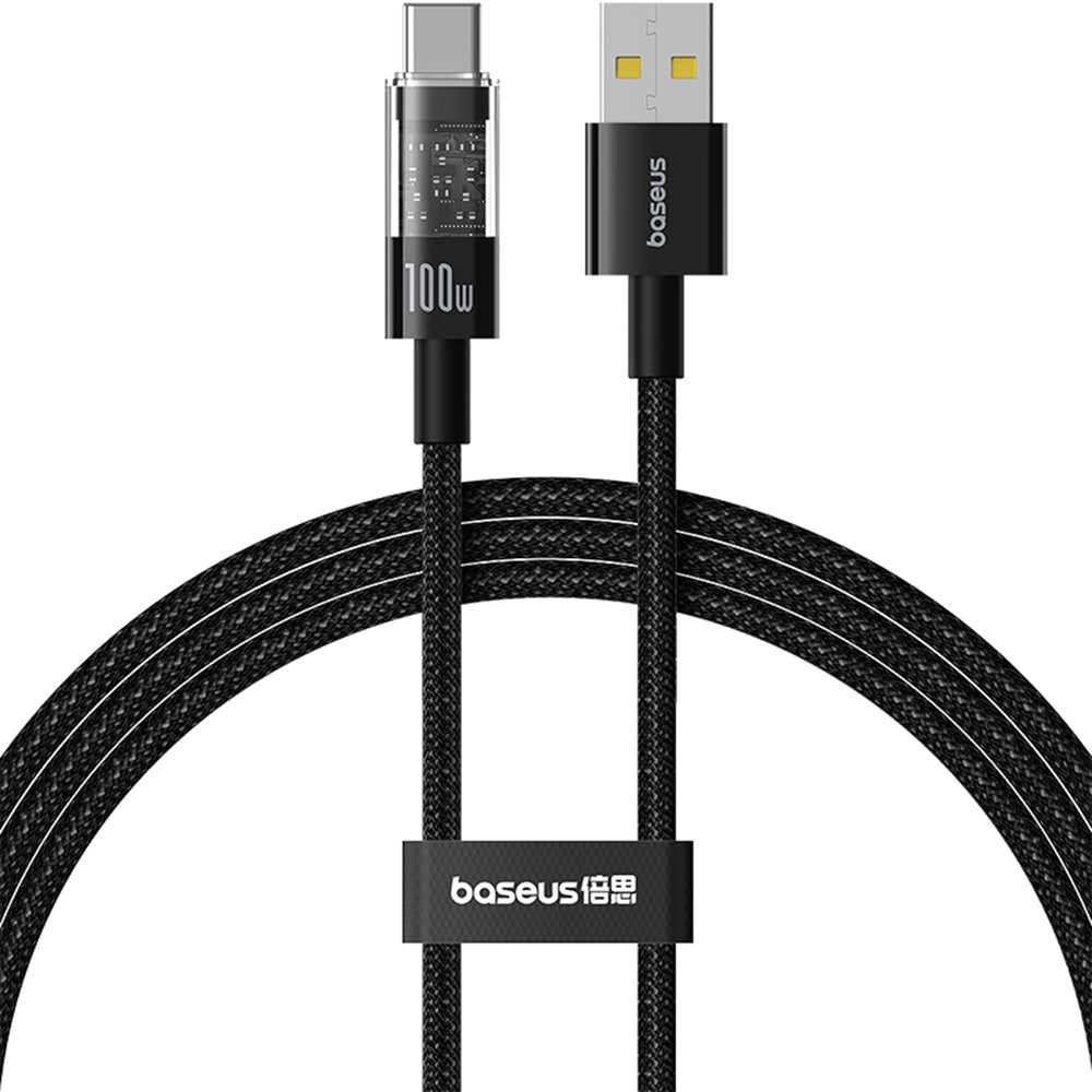 USB-A - USB-C Baseus Gem adat- és töltőkábel, 100W, 1m, Fekete P10373002111-00