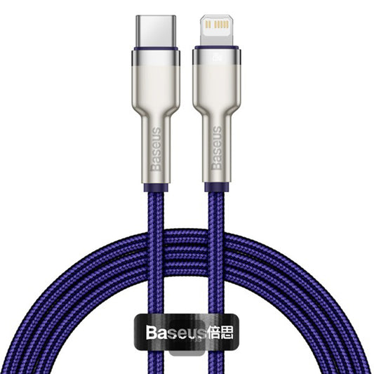 USB-C - Lightning Baseus Cafule Metal Series adat- és töltőkábel, 20W, 1m, Lila CATLJK-A05