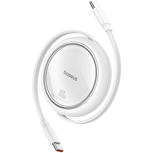 USB-C - USB-C Baseus Free2Draw Mini Retractable adat- és töltőkábel, 100W, 1m, Fehér P10364500211-00