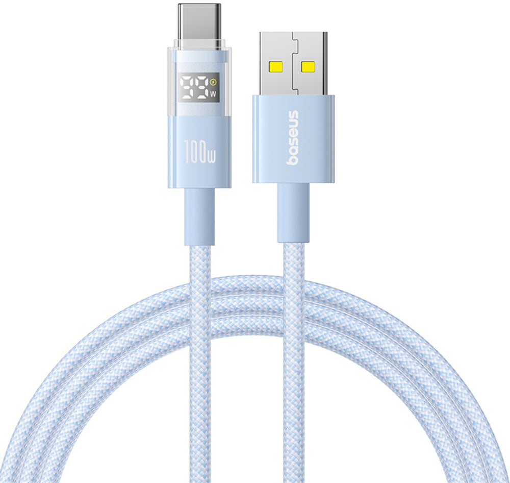 USB-A - USB-C Baseus Display 2 adat- és töltőkábel, 100W, 1m, Kék P10382701311-00