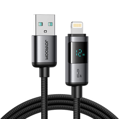 USB-A - Lightning Joyroom S-A16 Pro Prism Display adat- és töltőkábel, 12W, 1.2m, Fekete