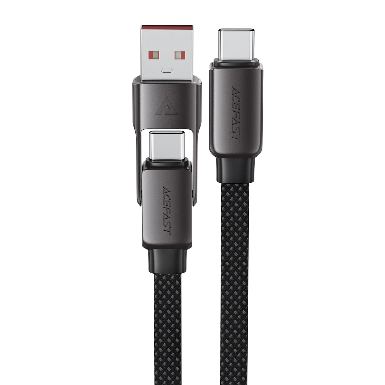 USB-C - USB-A / USB-C Acefast C13-05 adat- és töltőkábel, 60W, 0,2m, Fekete