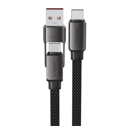 USB-C - USB-A / USB-C Acefast C13-05 adat- és töltőkábel, 60W, 0,2m, Fekete