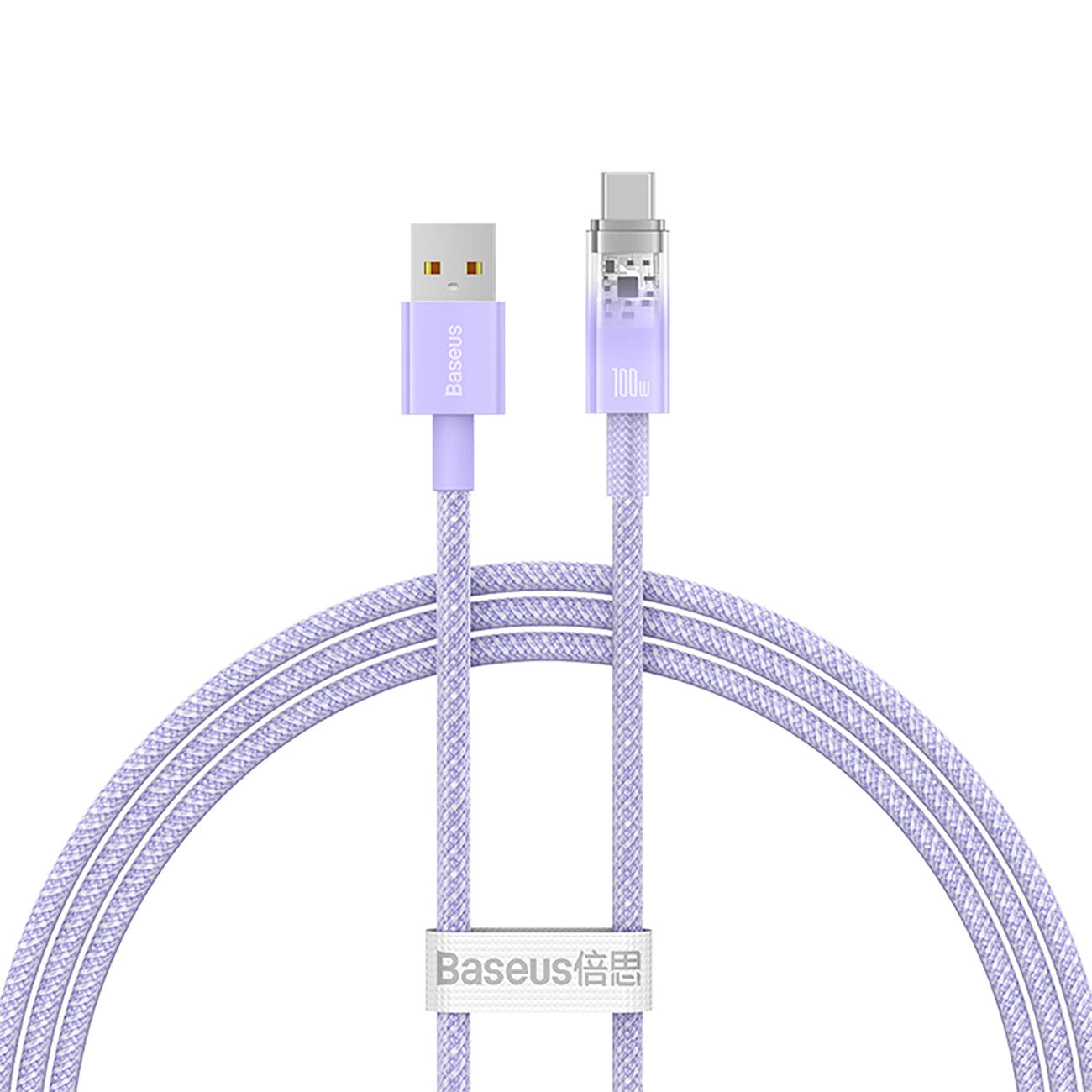 USB-A - USB-C Baseus Explorer adat- és töltőkábel, 100W, 1m, Lila CATS010405