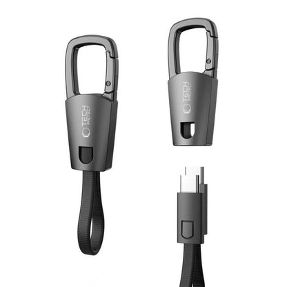 USB-C - USB-C Tech-Protect Ultraboost DNA kulcstartó adat- és töltőkábel, 60W, 0,17m, szürke