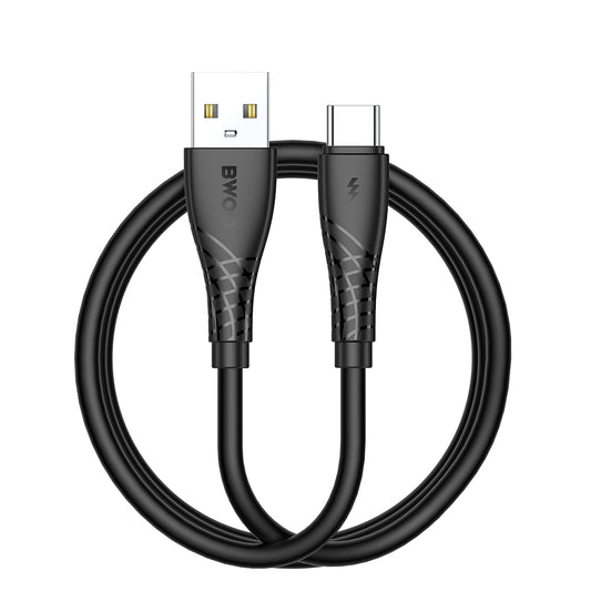 USB-A - USB-C adat- és töltőkábel BWOO BO-X318C, 27W, 1m, Fekete
