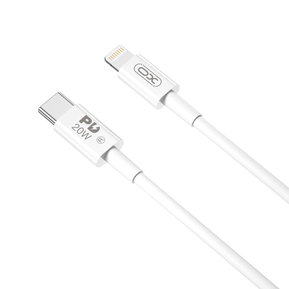 USB-C - Lightning XO Design NB-Q189B adat- és töltőkábel, 20W, 2m, Fehér