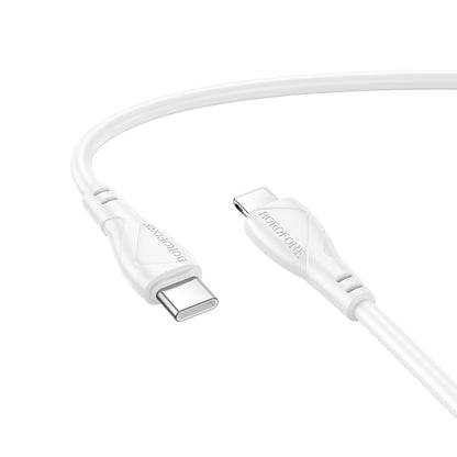 USB-C - Lightning Borofone BX121 Energy adat- és töltőkábel, 27W, 1m, Fehér