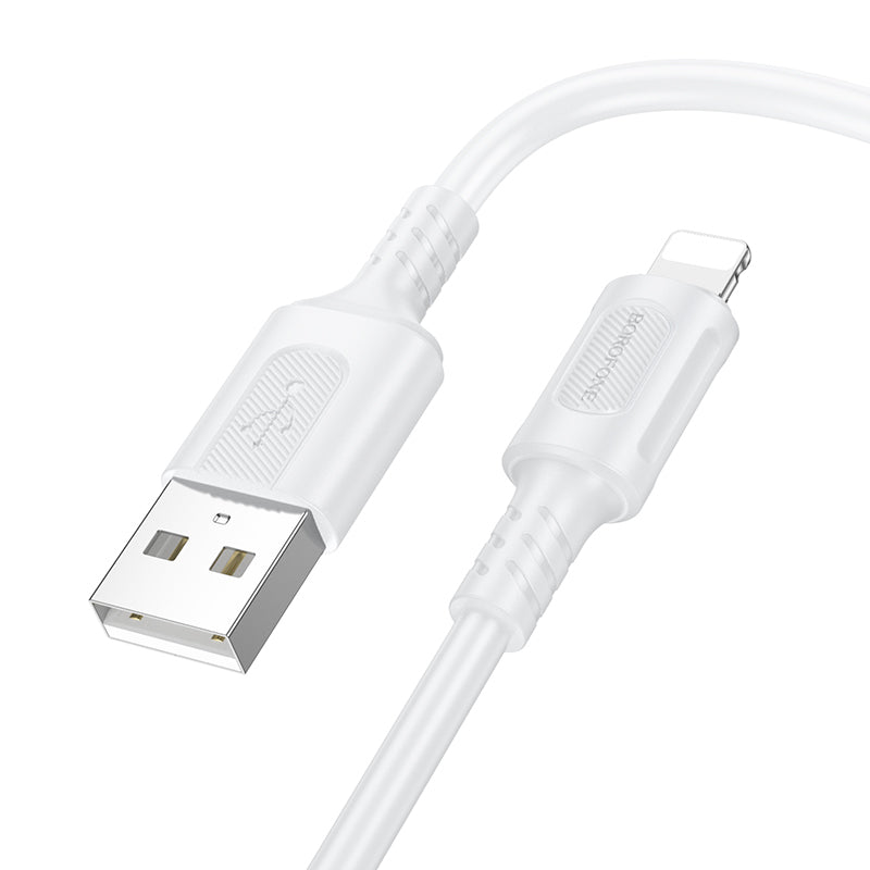 USB-A - Lightning Borofone BX111 Feliz adat- és töltőkábel, 18W, 1m, Fehér