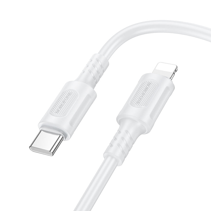 USB-C - Lightning Borofone BX111 Feliz adat- és töltőkábel, 27W, 1m, Fehér