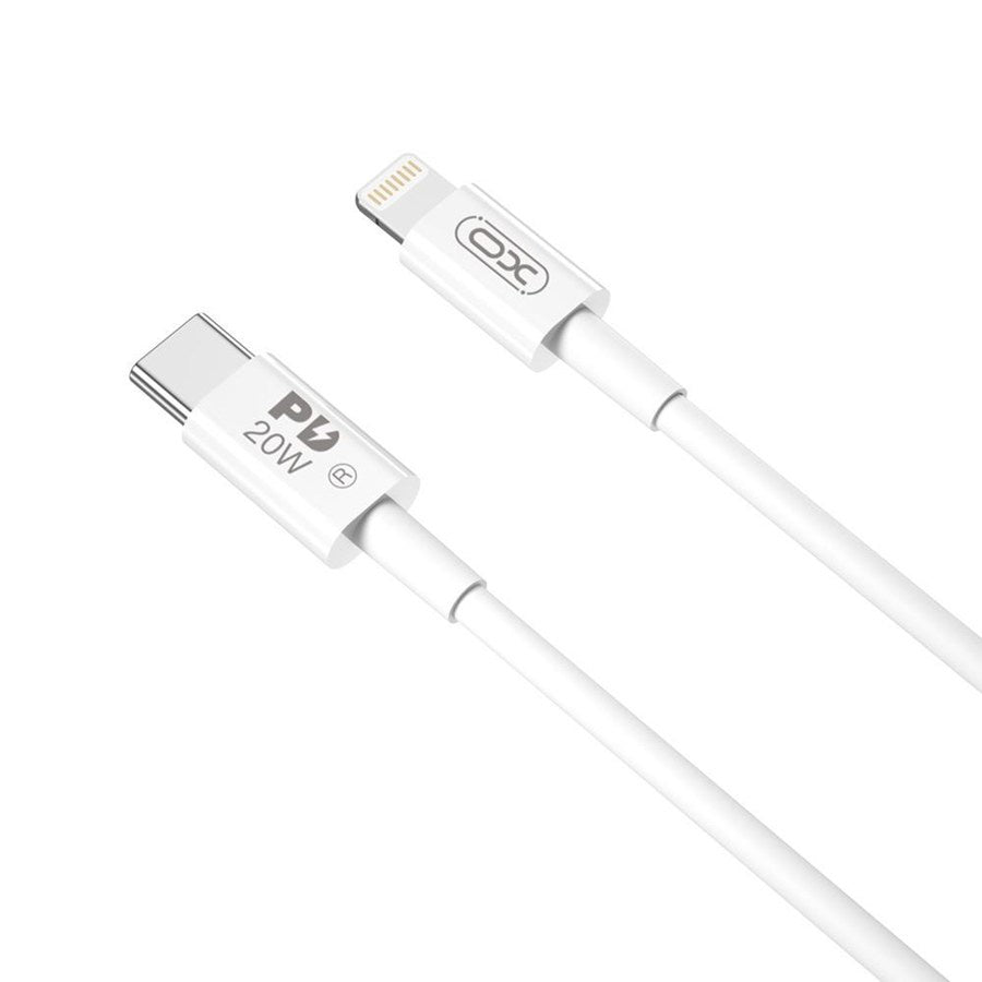 USB-C - Lightning XO Design NB-Q189A adat- és töltőkábel, 20W, 1m, Fehér