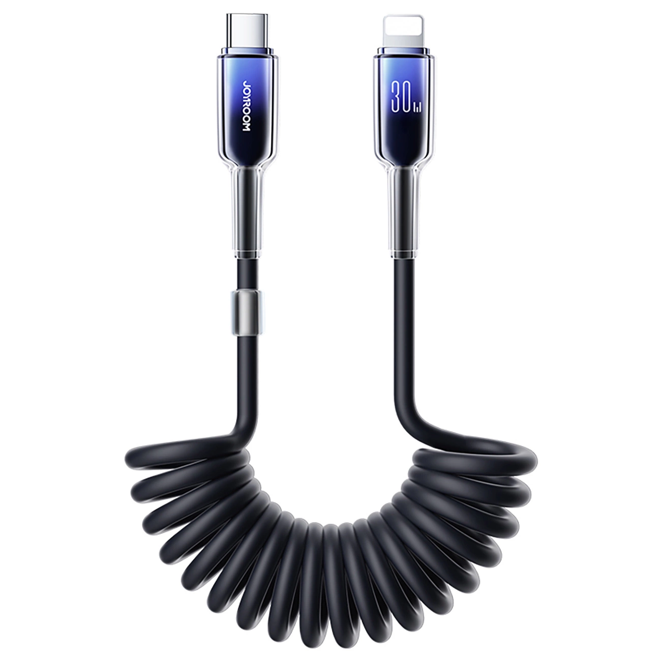 USB-C - Lightning Joyroom S-A43 Crystal adat- és töltőkábel, 30W, 1,5m, Fekete