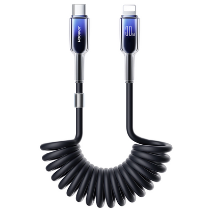 USB-C - Lightning Joyroom S-A43 Crystal adat- és töltőkábel, 30W, 1,5m, Fekete