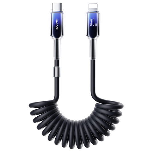 USB-C - Lightning Joyroom S-A43 Crystal adat- és töltőkábel, 30W, 1,5m, Fekete