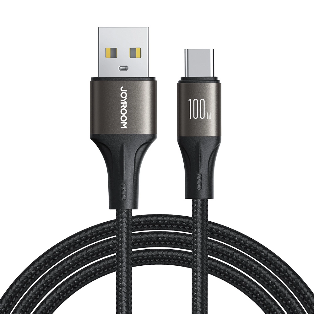 USB-A - USB-C Joyroom S-A25 Light-Speed adat- és töltőkábel, 100W, 1.2m, Fekete