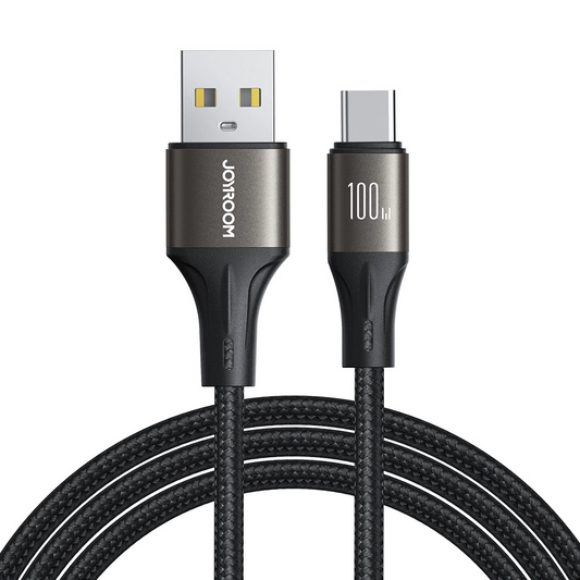 USB-A - USB-C Joyroom S-A25 Light-Speed adat- és töltőkábel, 100W, 1.2m, Fekete