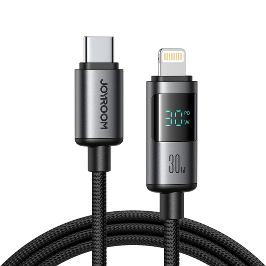 USB-C - Lightning Joyroom S-A16 Pro Prism Display adat- és töltőkábel, 30W, 1.2m, Fekete