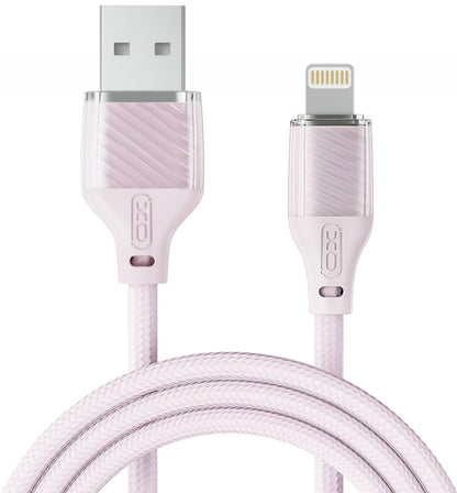 USB-A - Lightning XO Design NB291 adat- és töltőkábel, 18W, 1m, Rózsaszín