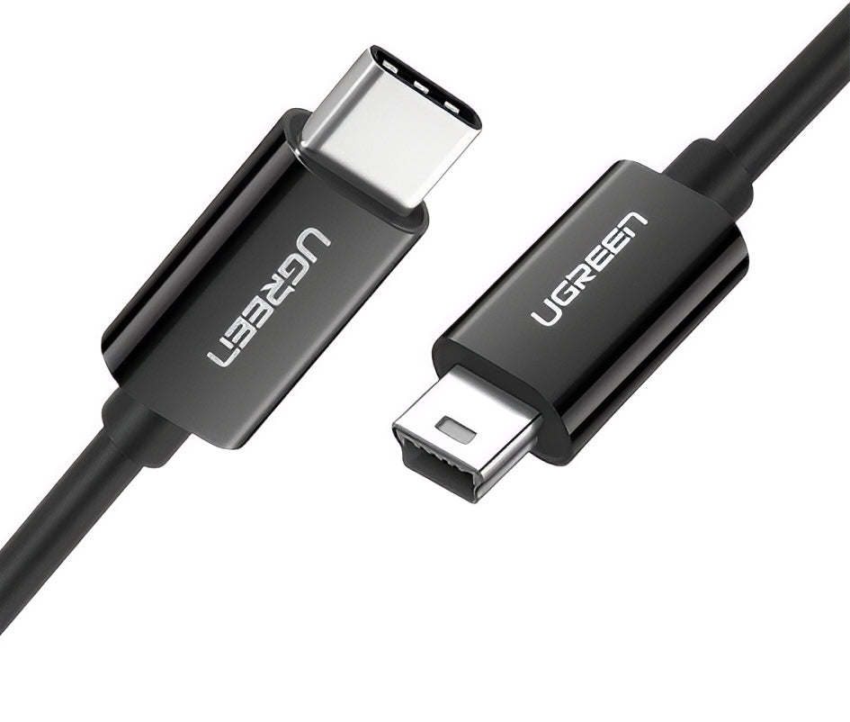 USB-C - miniUSB UGREEN US242 adat- és töltőkábel, 18W, 1m, Fekete