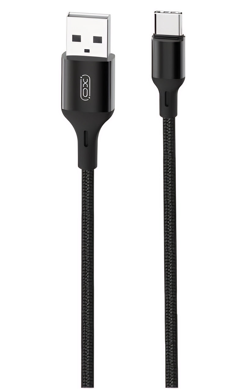 USB-A - USB-C Adat- és Töltőkábel XO Design NB143, 18W, 2m, Fekete