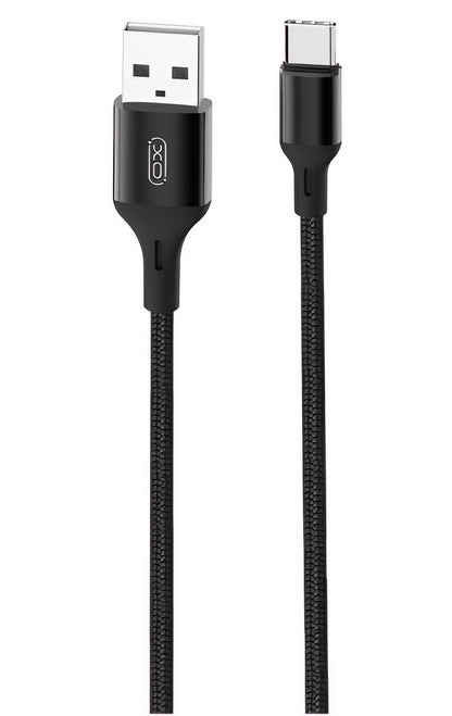 USB-A - USB-C Adat- és Töltőkábel XO Design NB143, 18W, 2m, Fekete
