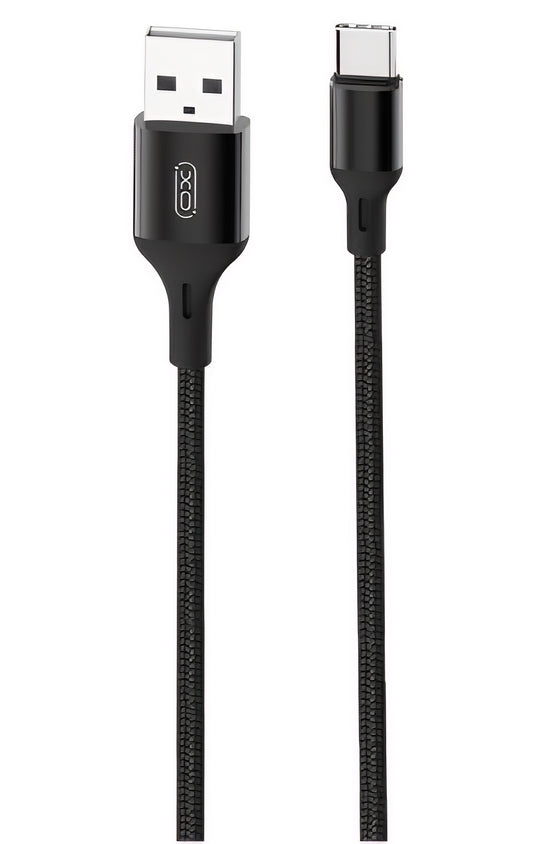USB-A - USB-C Adat- és Töltőkábel XO Design NB143, 18W, 2m, Fekete