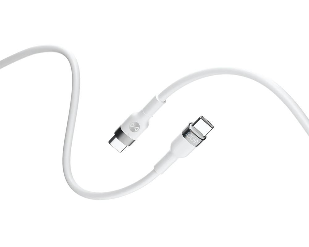 USB-C - USB-C Forever Flexible adat- és töltőkábel, 100W, 2m, Fehér