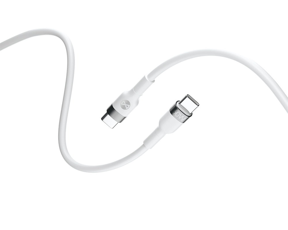 USB-C - USB-C Forever Flexible adat- és töltőkábel, 60W, 2m, Fehér