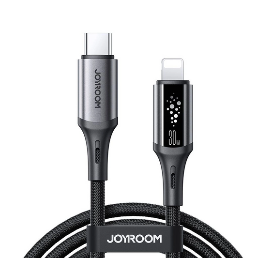 USB-C - Lightning Joyroom S-A60 StarTalk adat- és töltőkábel, 30W, 1.2m, Fekete