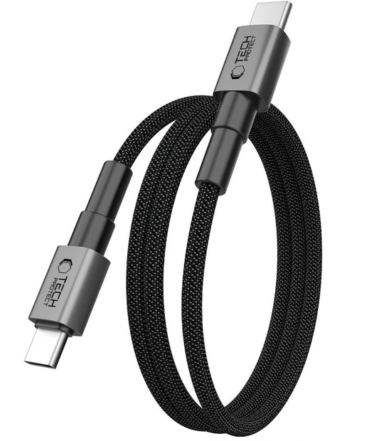 USB-C - USB-C Tech-Protect Ultraboost DNA MagTwist adat- és töltőkábel, 100W, 1m, szürke