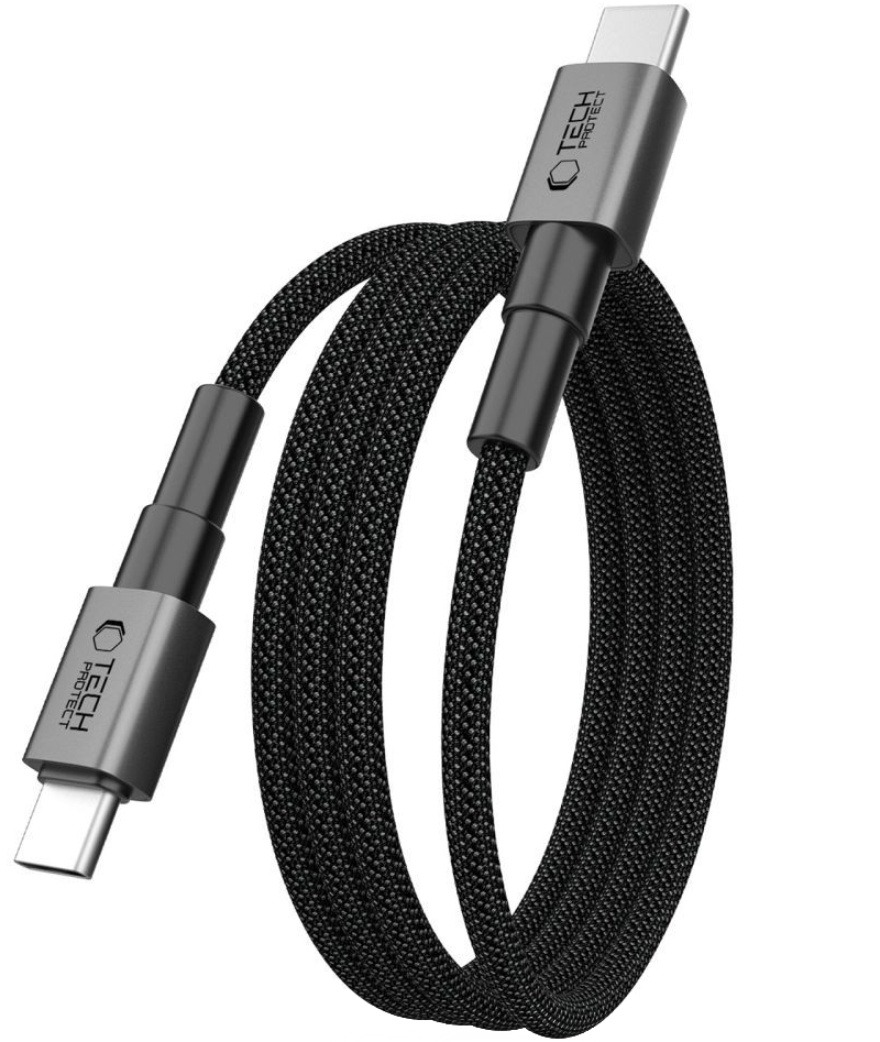 USB-C - USB-C Tech-Protect Ultraboost DNA MagTwist adat- és töltőkábel, 100W, 2m, szürke