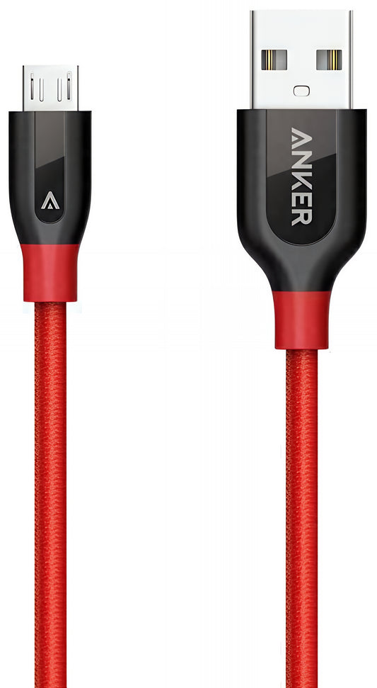 USB-A - microUSB adatkábel és töltőkábel Anker PowerLine+, 18W, 0.91m, Piros A8142G91