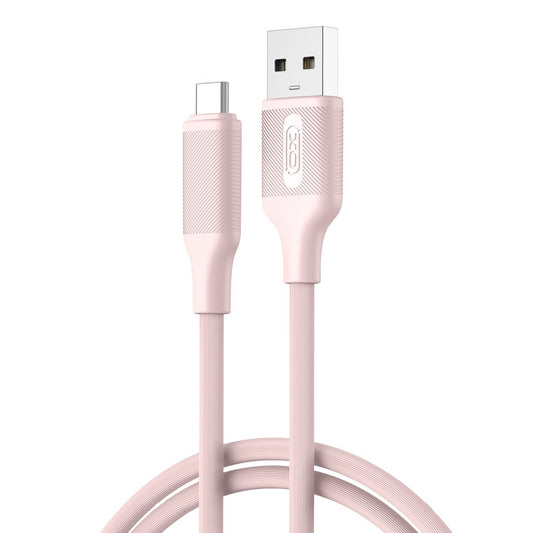 USB-A - USB-C XO Design NB265 adat- és töltőkábel, 18W, 1m, Rózsaszín