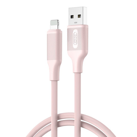 USB-A - Lightning XO Design NB265 adat- és töltőkábel, 12W, 1m, Rózsaszín
