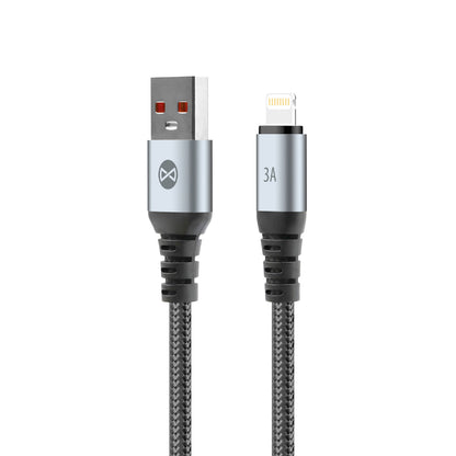 USB-A - Lightning Forever Braix adat- és töltőkábel, 18W, 1m, Fekete