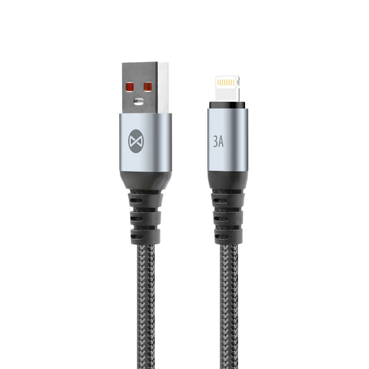 USB-A - Lightning Forever Braix adat- és töltőkábel, 18W, 1m, Fekete