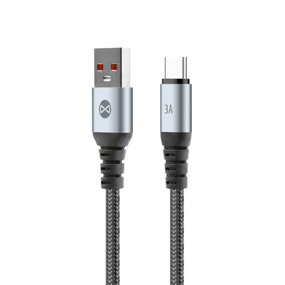 USB-A - USB-C Forever Braix adat- és töltőkábel, 18W, 1m, Fekete