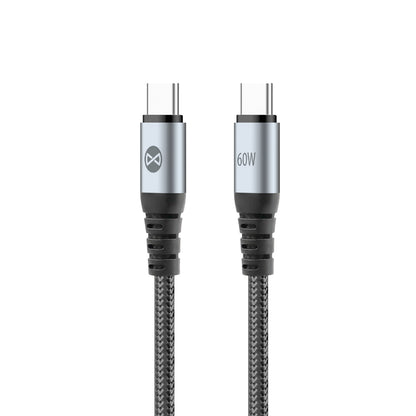 USB-C - USB-C Forever Braix adat- és töltőkábel, 60W, 1m, Fekete