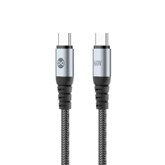 USB-C - USB-C Forever Braix adat- és töltőkábel, 60W, 1m, Fekete