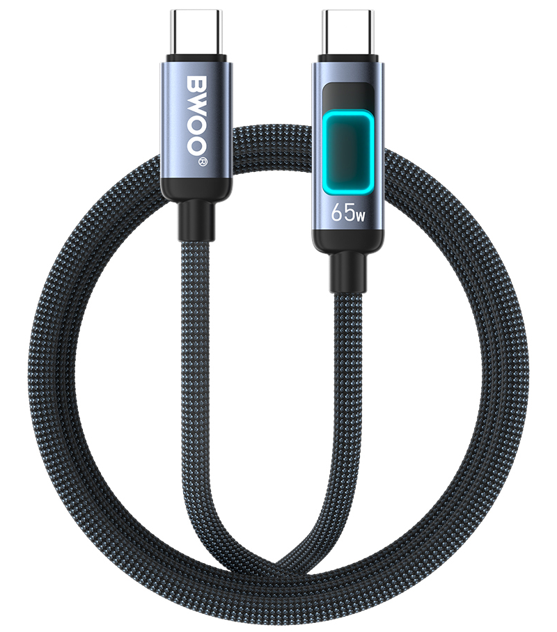 USB-C adat- és töltőkábel - USB-C BWOO X324CC Display, 65W, 1m, fekete