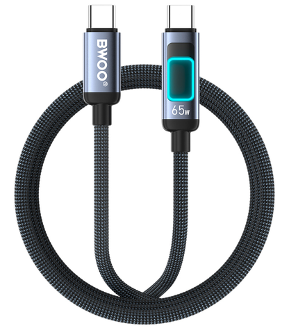 USB-C adat- és töltőkábel - USB-C BWOO X324CC Display, 65W, 1m, fekete