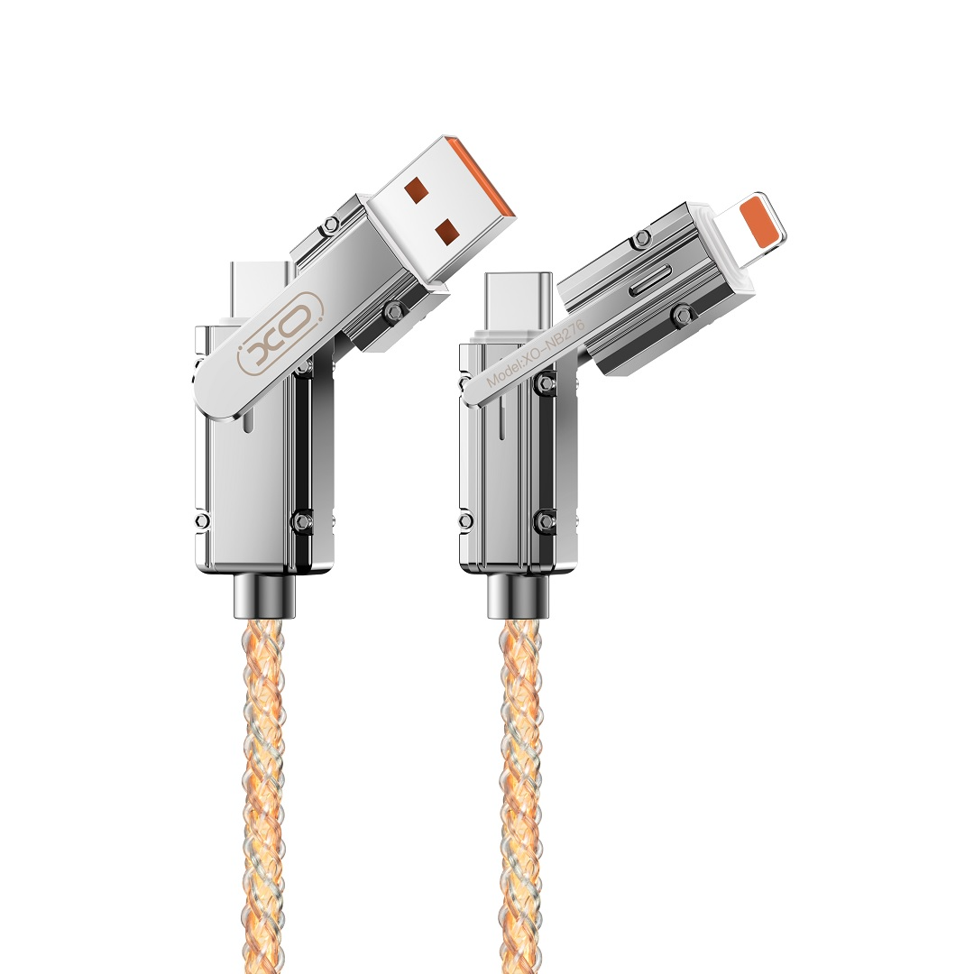 USB-C / USB-A - USB-C / Lightning XO Design NB276 adat- és töltőkábel, 60W, 1m, szürke