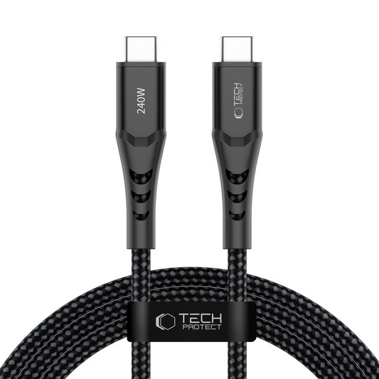 USB-C adat- és töltőkábel - USB-C Tech-Protect UB11T Ultraboost, 240W, 2m, fekete