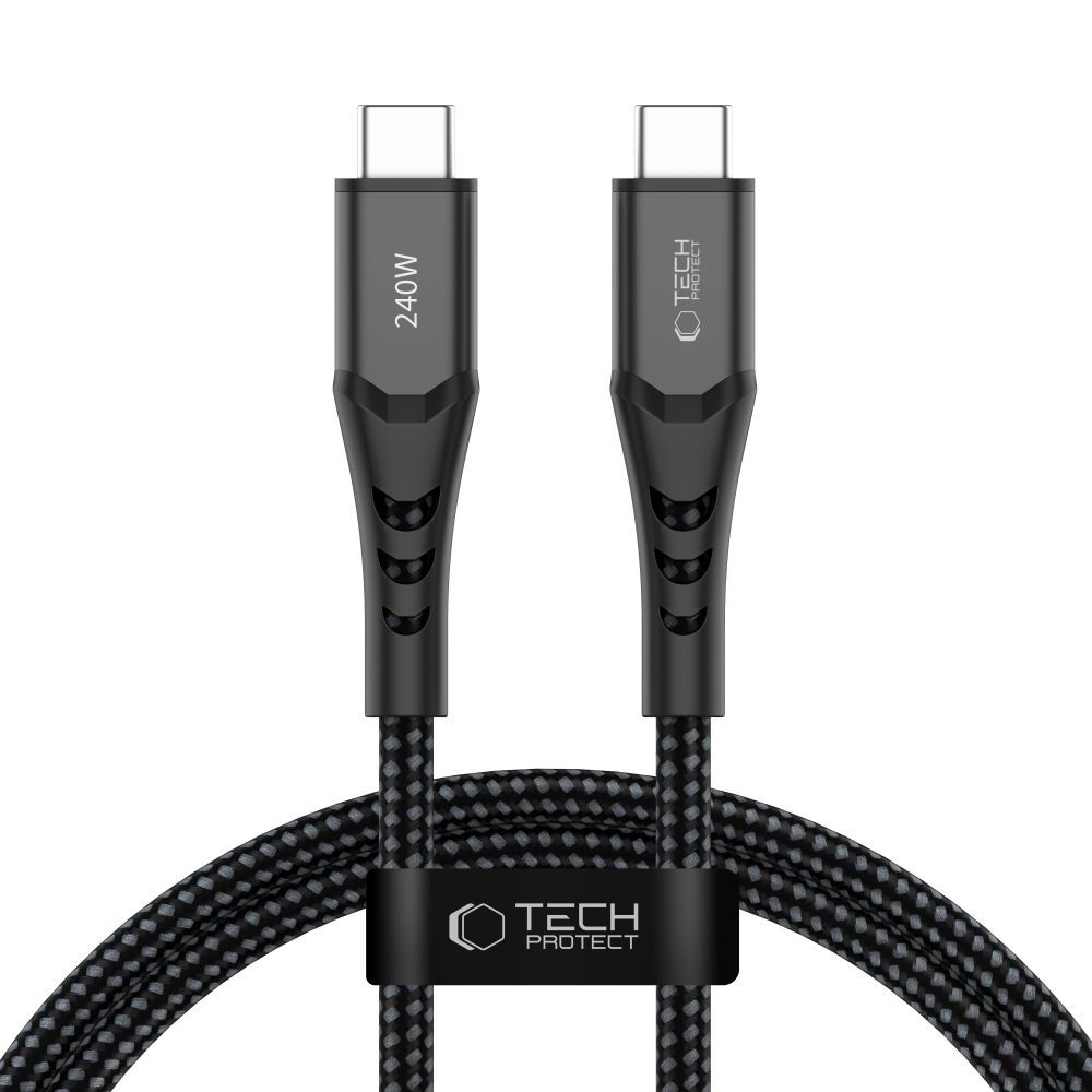 USB-C adat- és töltőkábel - USB-C Tech-Protect UB11T Ultraboost, 240W, 1m, fekete