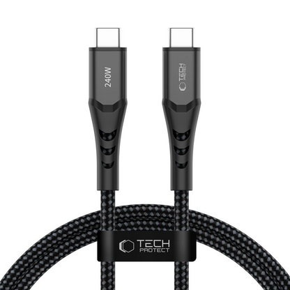 USB-C adat- és töltőkábel - USB-C Tech-Protect UB11T Ultraboost, 240W, 1m, fekete